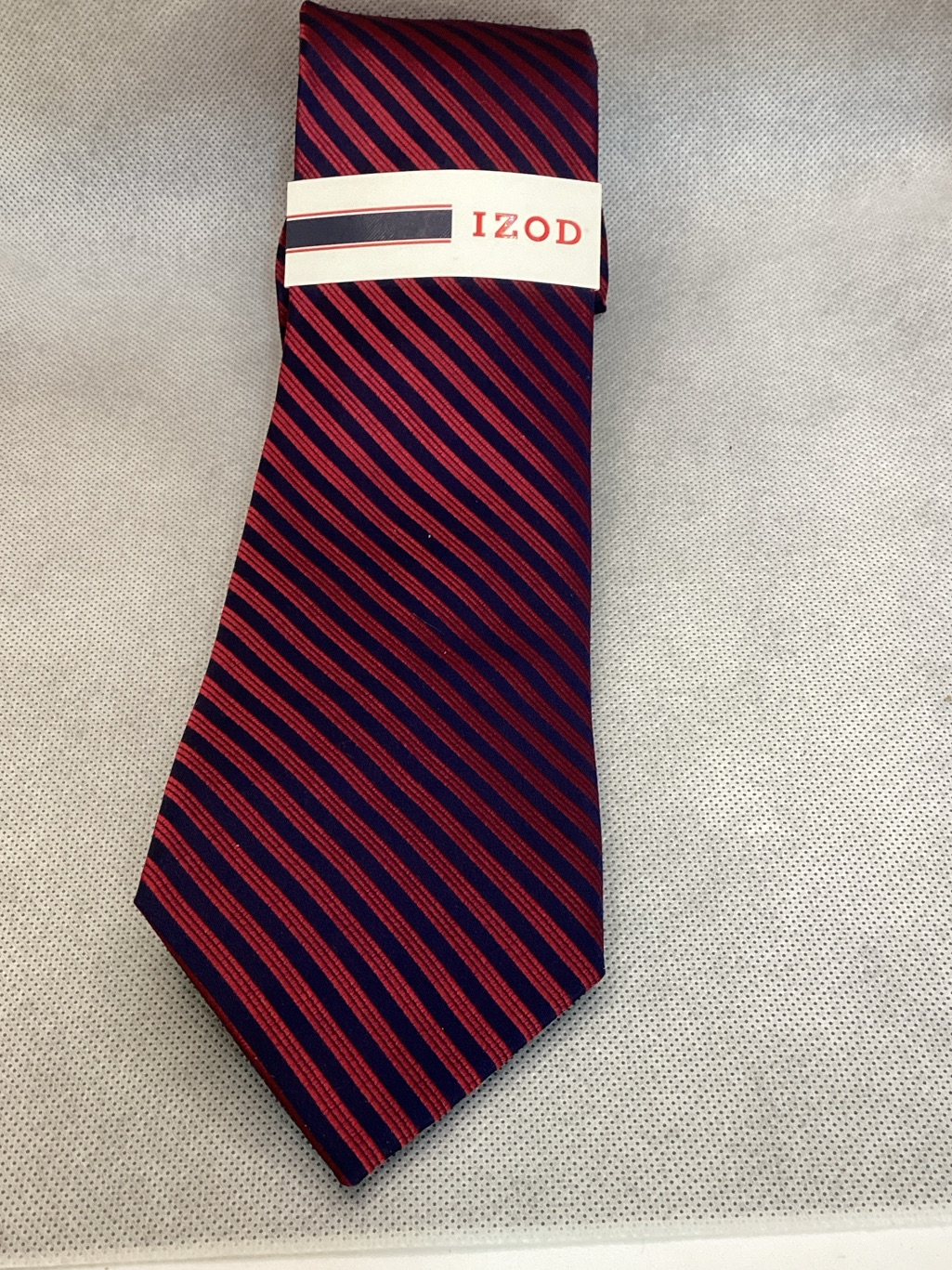Izod Navy And Red Diagonal Stripe Silk Tie